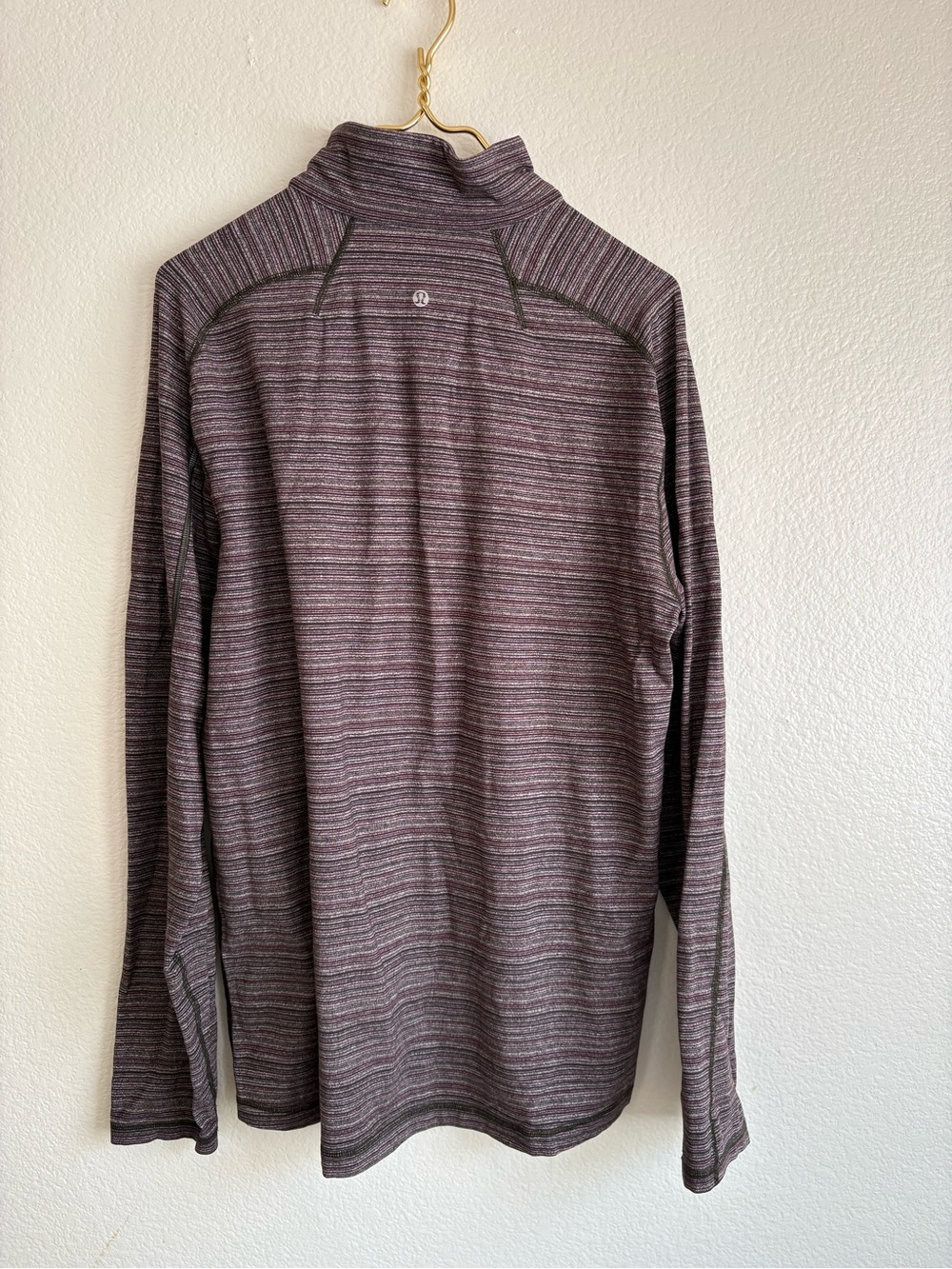 lululemon athletica Men's Striped Half-Zip Pullover - Olive green/burgundy - Picture 3 of 5